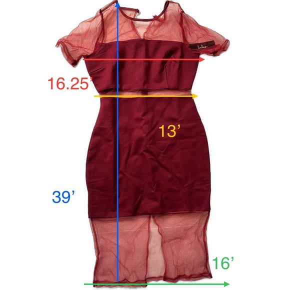 LULUS Burgundy Mesh Short Sleeve Bodycon Dress - Picture 2 of 4